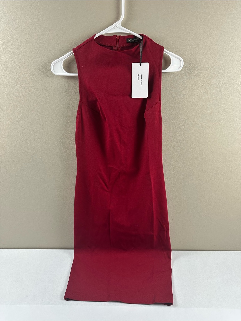 Shinestar Sleeveless Wine Red Sheath Dress